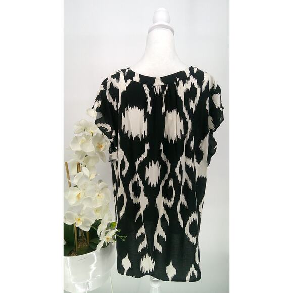 NWT Rachel Zoe Womens Black & White Flutter Sleeve V-Neck Blouse Size 3X - Picture 5 of 9